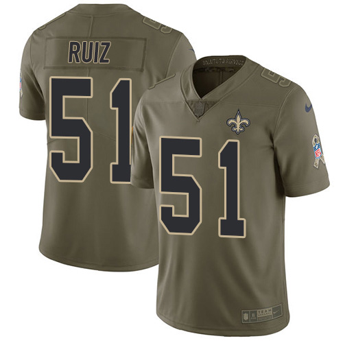 Nike Saints #51 Cesar Ruiz Olive Youth Stitched NFL Limited 2017 Salute To Service Jersey